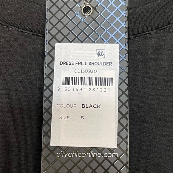 CITY CHIC Frill Shoulder Dress in black size 16 - Picture 7 of 14